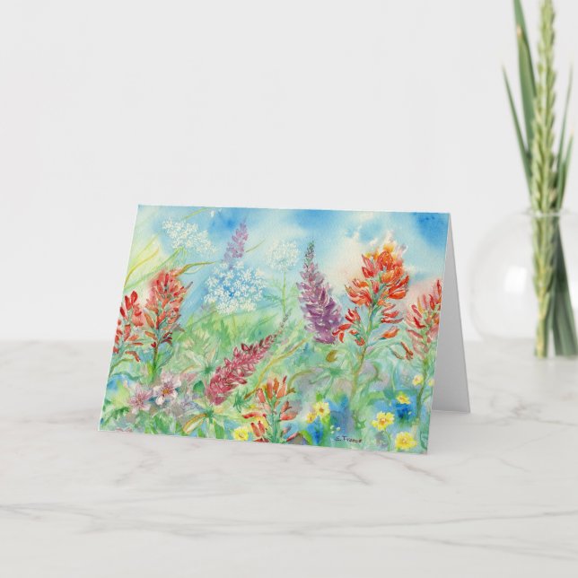 Wildblomme Meadow Blank Notecard Tack Kort (Framsida)