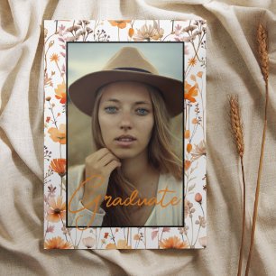 Wildblomme Meadow Boho Blommigt Orange Studenten Inbjudningar