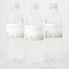 Wildblomme Meadow Bröllop Vattenflaskor Etikett