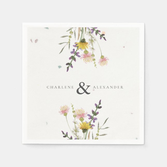 Wildblomme Meadow Garden Wedding Pappersservett (Framsidan)