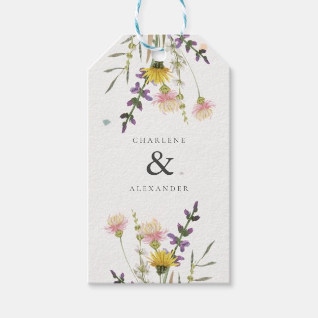 Wildblomme Meadow Garden Wedding Presentetikett (Framsidan)