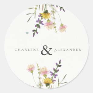 Wildblomme Meadow Garden Wedding Runt Klistermärke