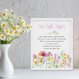 Wildblomme Meadow Late Night Diaper Baby Shower Poster