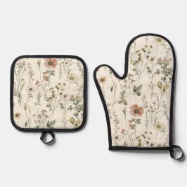 Wildblomme Meadow Oven Mitt och Pot Holder Set