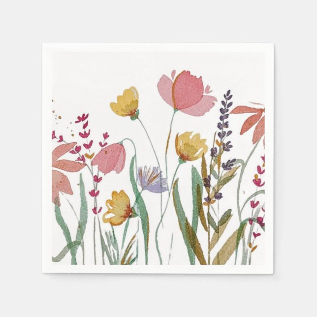 Wildblomme Meadow Pappra Napkins Pappersservett (Framsidan)