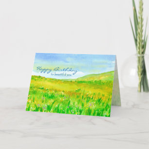 Wildblomme Meadow Prairie Grattis på födelsedagen Kort