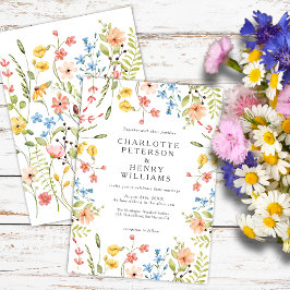 Wildblomme Meadow Summer Garden WedWedding Inbjudningar