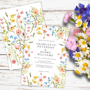 Wildblomme Meadow Summer Garden WedWedding Inbjudningar
