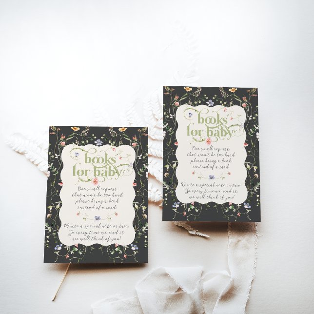 Wildblomme Modern Neutralt Baby Shower Bokar Tilläggskort (Skapare uppladdad)