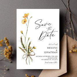 Wildblomme Modern Rustic Botanical Elegant bröllop Spara Datumet