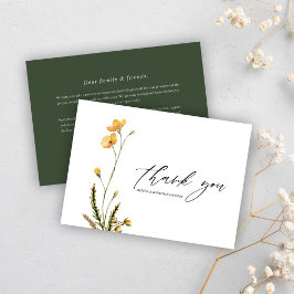 Wildblomme Modern Rustic Minimalist Bröllop Tack Kort