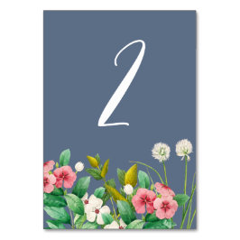 Wildblomme Periwinkle Dusty Blue Bröllop Bordsnummer