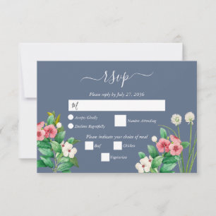 Wildblomme Periwinkle Dusty Blue Bröllop OSA Kort