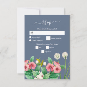 Wildblomme Periwinkle Dusty Blue Bröllop OSA Kort