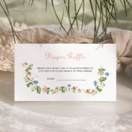 Wildblomme Rosa Bow Baby Shower Diaper Raffle Tilläggskort