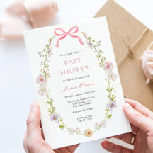 Wildblomme Rosa Bow Baby Shower