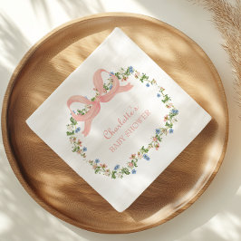 Wildblomme Rosa Bow Baby Shower Pappersservett