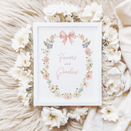 Wildblomme Rosa Bow Girls Favors & Goodies Sign Poster