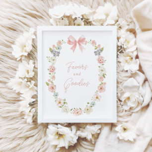Wildblomme Rosa Bow Girls Favors & Goodies Sign Poster
