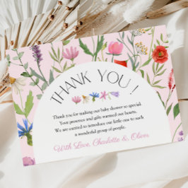 Wildblomme Rosa Girl Baby Shower Tack för ditt kor Inbjudningar