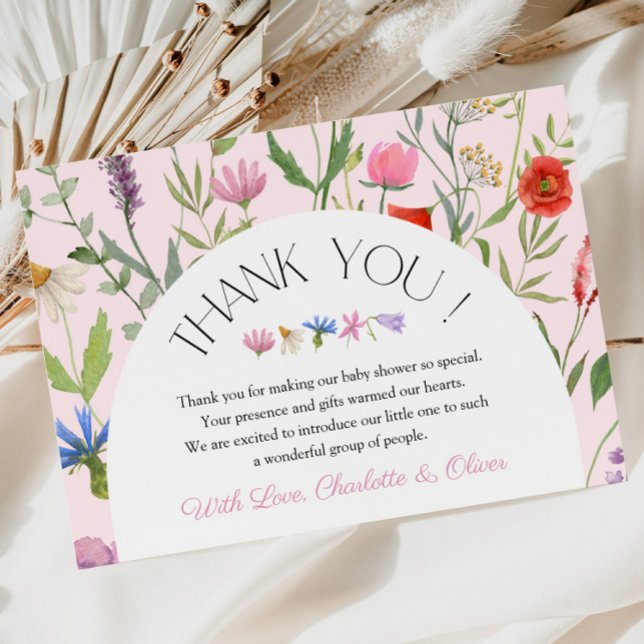 Wildblomme Rosa Girl Baby Shower Tack för ditt kor Inbjudningar (Skapare uppladdad)