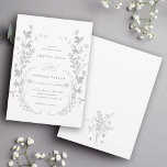 Wildblomme Silhouette Wandan Bröllop Grått & White Inbjudningar<br><div class="desc">Den här inbjudan från elegant bröllop innehåller vilda blommor silhouette som en andedräkt och initialer på baksidan. Om du vill ha en mer avancerad anpassning av den här designen klickar du på BLUE DESIGN VERKTYG ovan! Matchande objekt är också tillgängliga.</div>