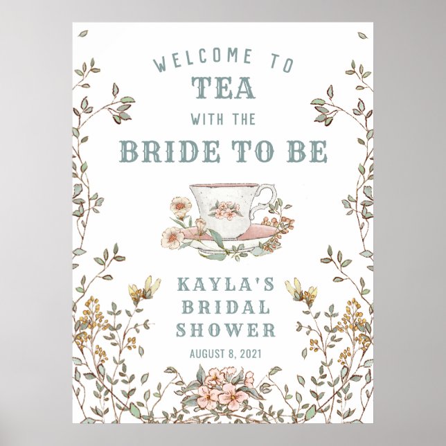 Wildblomme Tea Party Shower Välkommen Poster 24x32 (Framsidan)
