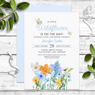Wildblomme Teme Baby Shower Inbjudningar