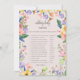 Wildblomme Vår Celebrity Barn namn-spelkort Inbjudningar