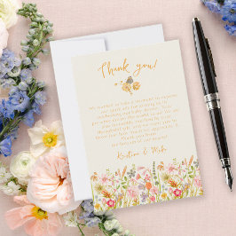Wildblomme Vintage Botanical Baby Shower Tack Kort