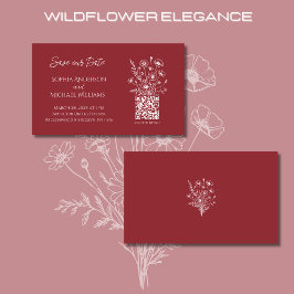Wildblommelegance Bröllop-Save the Date-- Visitkort