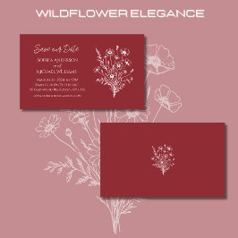 Wildblommelegance Bröllop-Save the Date-- Visitkort