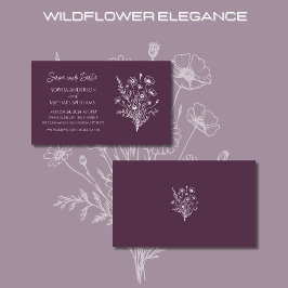 Wildblommelegance Bröllop-Save the Date-- Visitkort