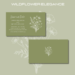 Wildblommelegance Bröllop-Save the Date-- Visitkort