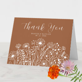 WildblommElegant Boho Burnt Orange Bröllop Tack Kort
