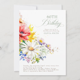 WildblommElegant födelsedagsfest Inbjudningar