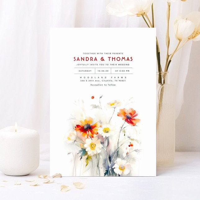WildblommElegant Romantic Bröllop Inbjudningar (Elegant Wildflowers Wedding Invitations)