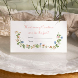 Wildblommes Rosa Bow Baby Shower Hur många kaniner Tilläggskort