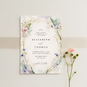 WildblommFête Romantic Elegant Ecru Bröllop Inbjudningar