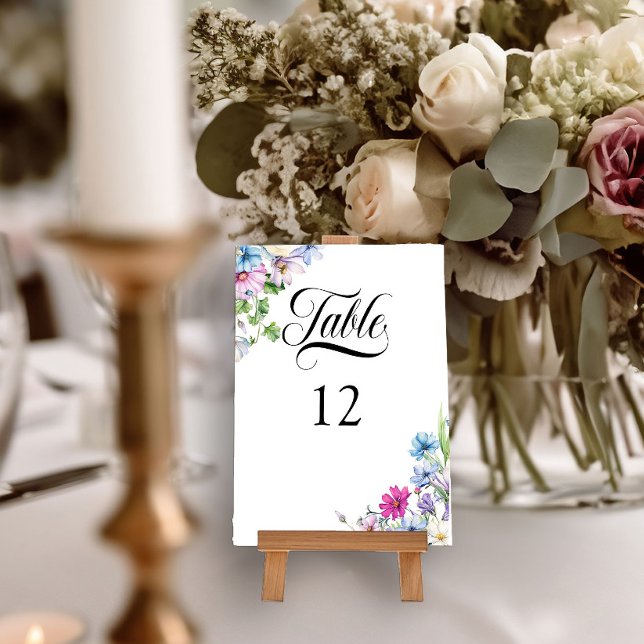 WildblommGarden Elegant Blommigt Bröllop Bordsnummer (Wedding Table Number from the Wildflower Garden Wedding Collection by Darling & May)