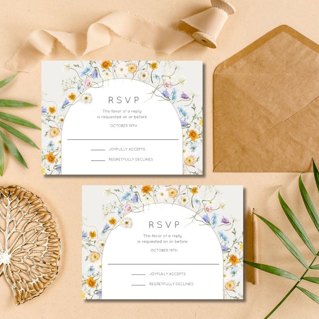 WildblommGarden Vår sommar Bröllop OSA Kort (Wildflower Garden Spring Summer Wedding RSVP Card)