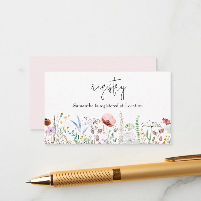 WildblommGirl Baby Shower Register Tilläggskort (Fram/Back In Situ)