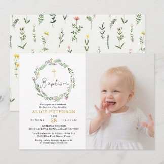 WildblommGirl Baptism Firande Photo Inbjudningar