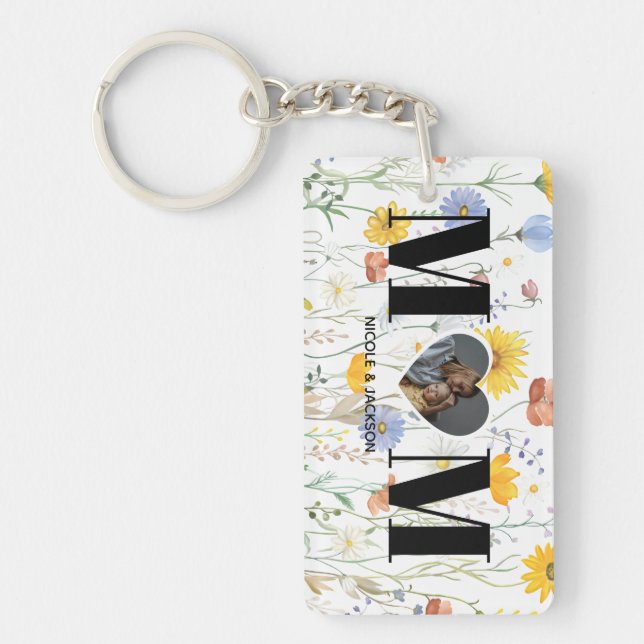 WildblommHeart Photo Namn Mors dag Nyckelring (Framsidan)