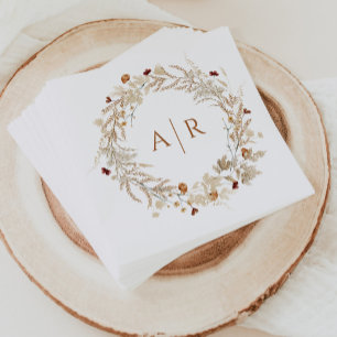 WildblommInitialer Monogram Bröllop Pappersservett