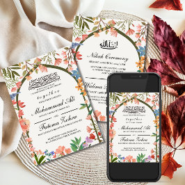 WildblommMasjid Muslim Bröllop Nikah Walima Inbjudningar