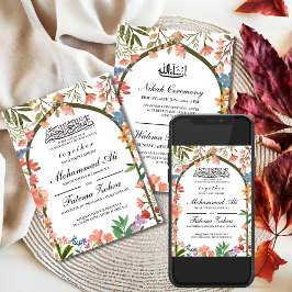 WildblommMasjid Muslim Bröllop Nikah Walima Inbjudningar