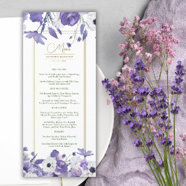 WildblommMauve Lila Bröllop Menu Meny