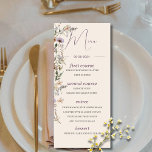 WildblomModern Monogram Bröllop Meny<br><div class="desc">Menyn för måltid för Wildblommor Bröllop. Ange scenen för ditt unika tema för vilda blommor bröllop Ett modernt tema med gräddbakgrund för dina gäster bröllop-meny. All information är lätt att anpassa till din information. Måltider och val. En del av en bröllop-svit av stationär. Personlig bröllop är stationär från Chessies Bra...</div>