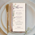 WildblomModern Monogram Bröllop Meny<br><div class="desc">Menyn för måltid för Wildblommor Bröllop. Ange scenen för ditt unika tema för vilda blommor bröllop Ett modernt tema med gräddbakgrund för dina gäster bröllop-meny. All information är lätt att anpassa till din information. Måltider och val. En del av en bröllop-svit av stationär. Personlig bröllop är stationär från Chessies Bra...</div>